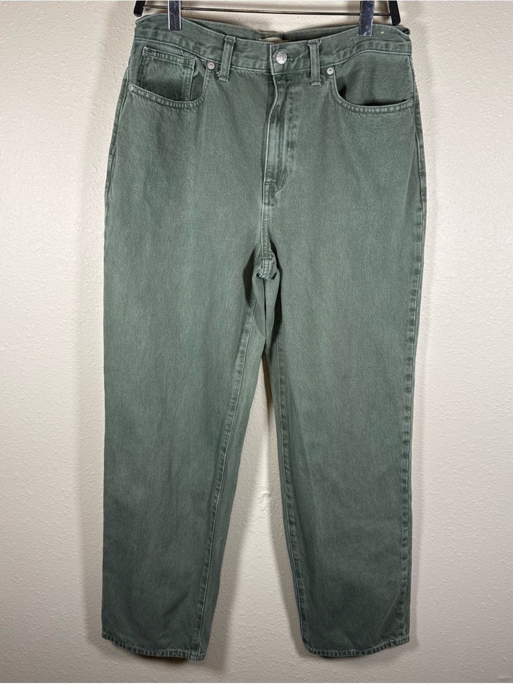 Madewell Baggy Straight Jeans Women's 29 Sage Green High Rise Denim Pants